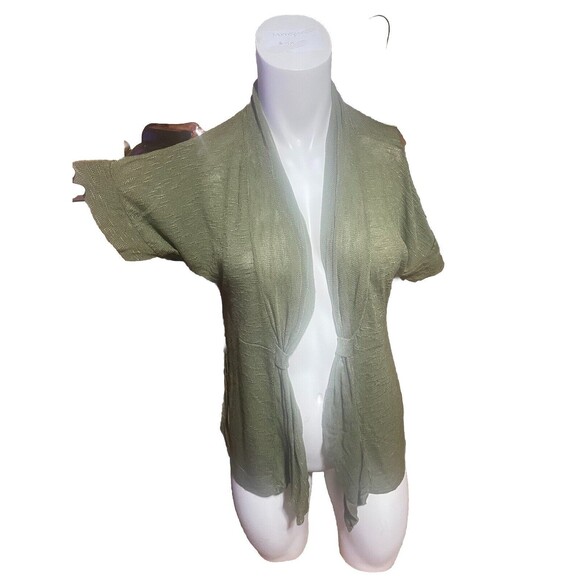 Mossimo Olive Green Open Front Cadigan Boho Chic Short Sleeve Top XL - Picture 1 of 3